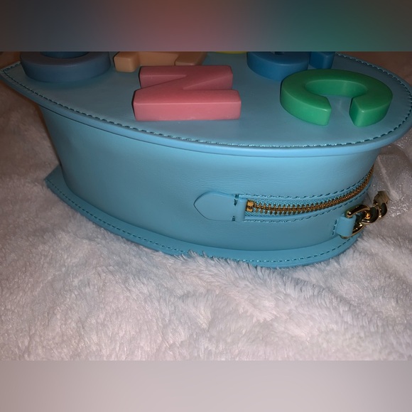 Moschino 'Moschino' Leather Heart Bag (Fantasy Print Light Blue) - Picture 9 of 12